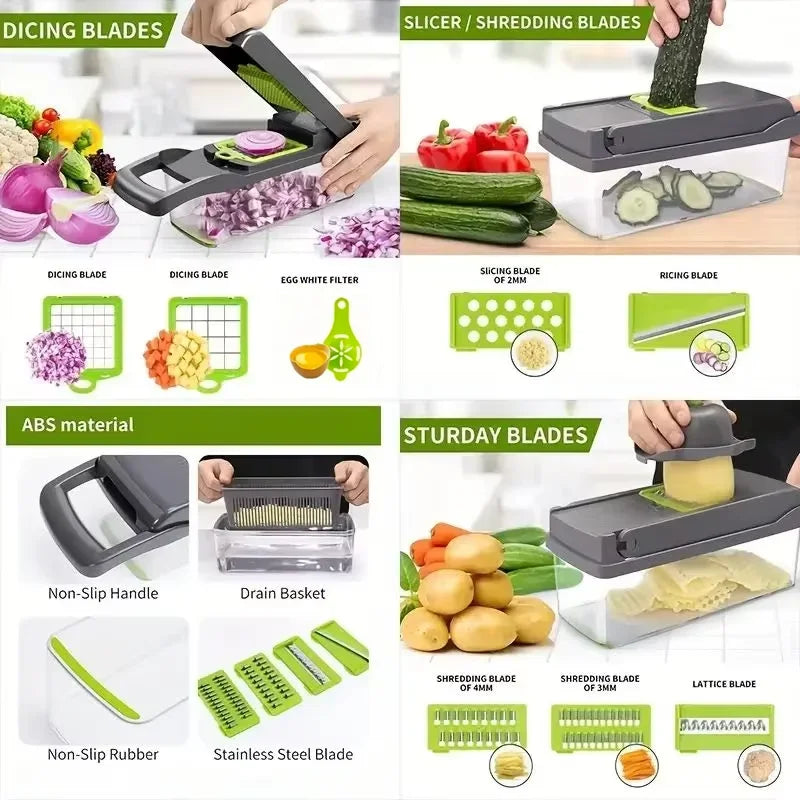 Picador y rebanador 5 en 1 manual para cocina