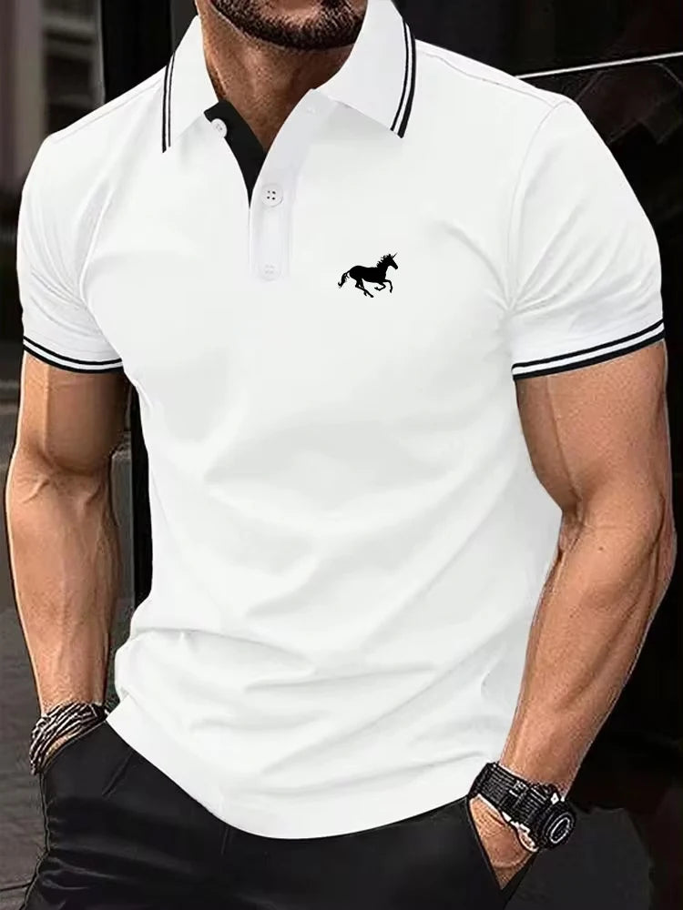 Polera casual con cuello y botones para hombre