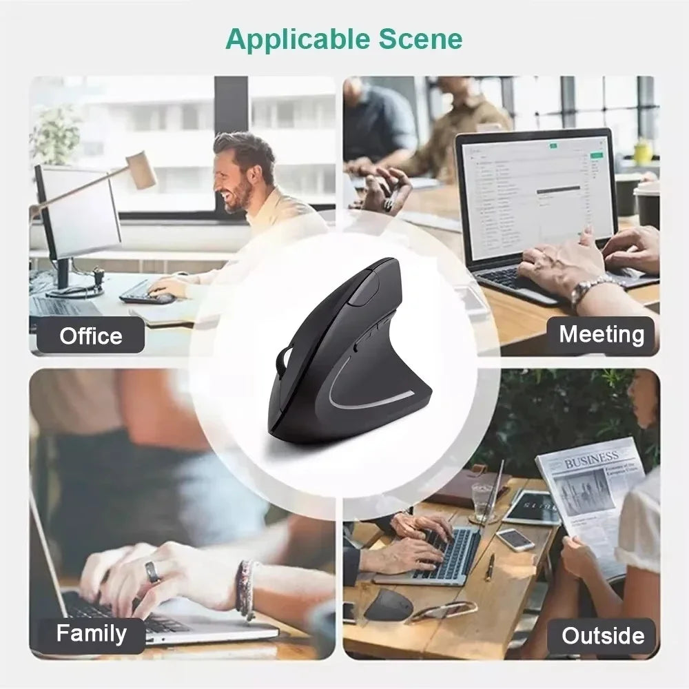 Mouse vertical ergonómico 2.4 GHz (6 botones)