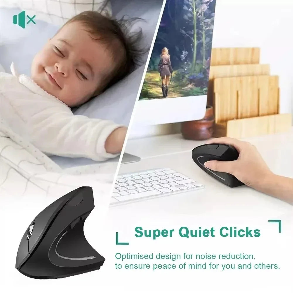 Mouse vertical ergonómico 2.4 GHz (6 botones)
