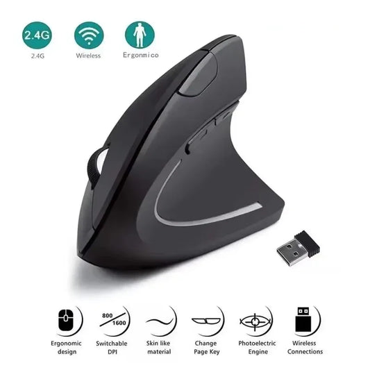 Mouse vertical ergonómico 2.4 GHz (6 botones)