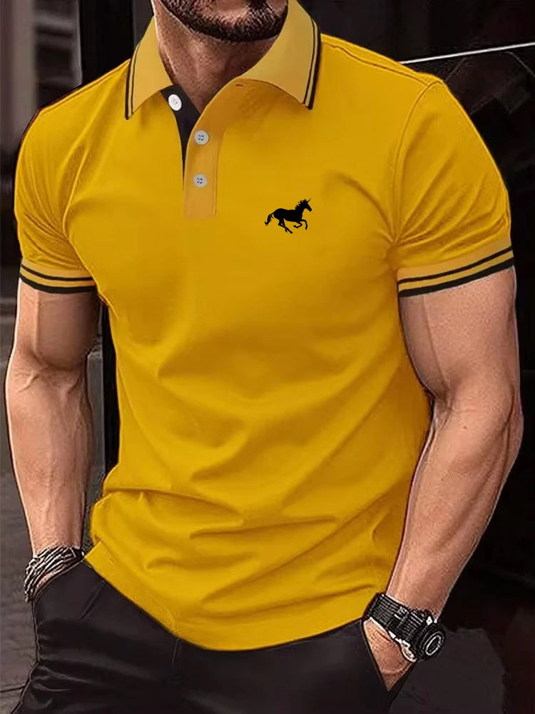 Polera casual con cuello y botones para hombre
