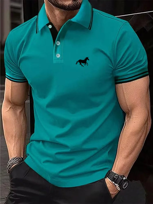 Polera casual con cuello y botones para hombre