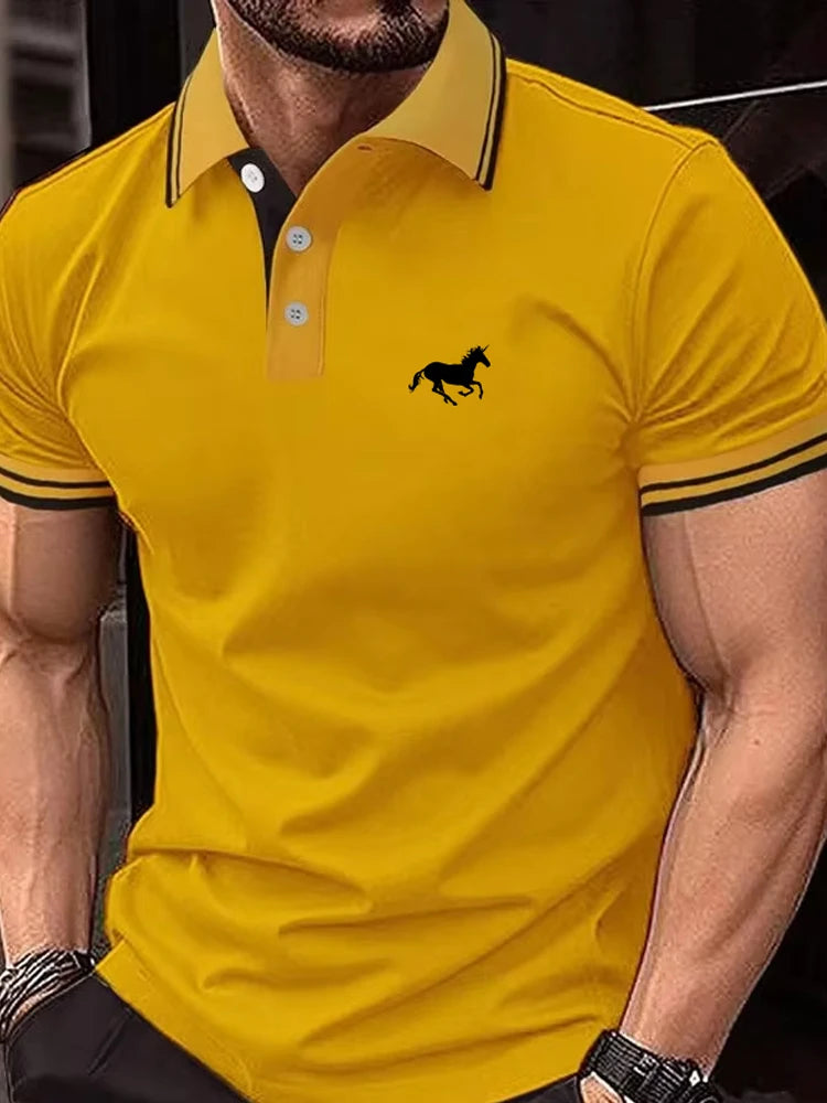 Polera casual con cuello y botones para hombre